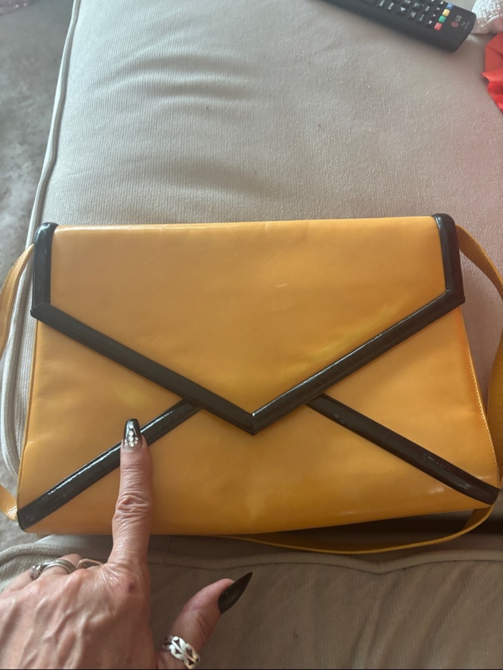 Yellow Envelope Crossbody with Black Trim - Sleek Everyday Bag